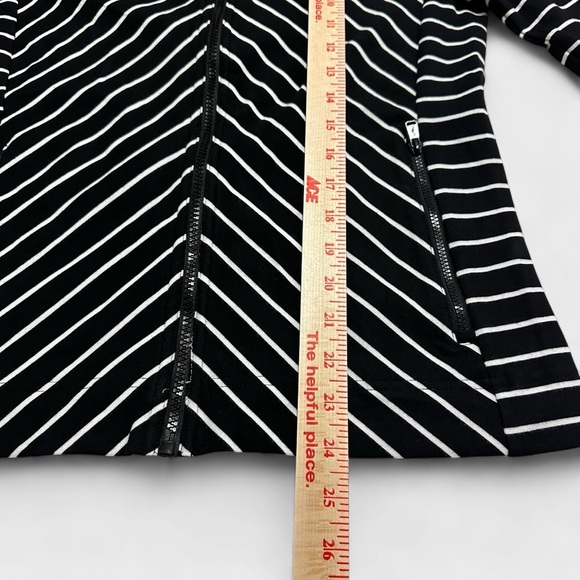 LRL Ralph Lauren Active Women's Medium Black White Striped Full Zip Jacket - Picture 13 of 14